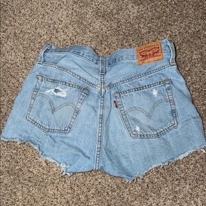 Levi's 501 Light Blue Distressed Jean Shorts